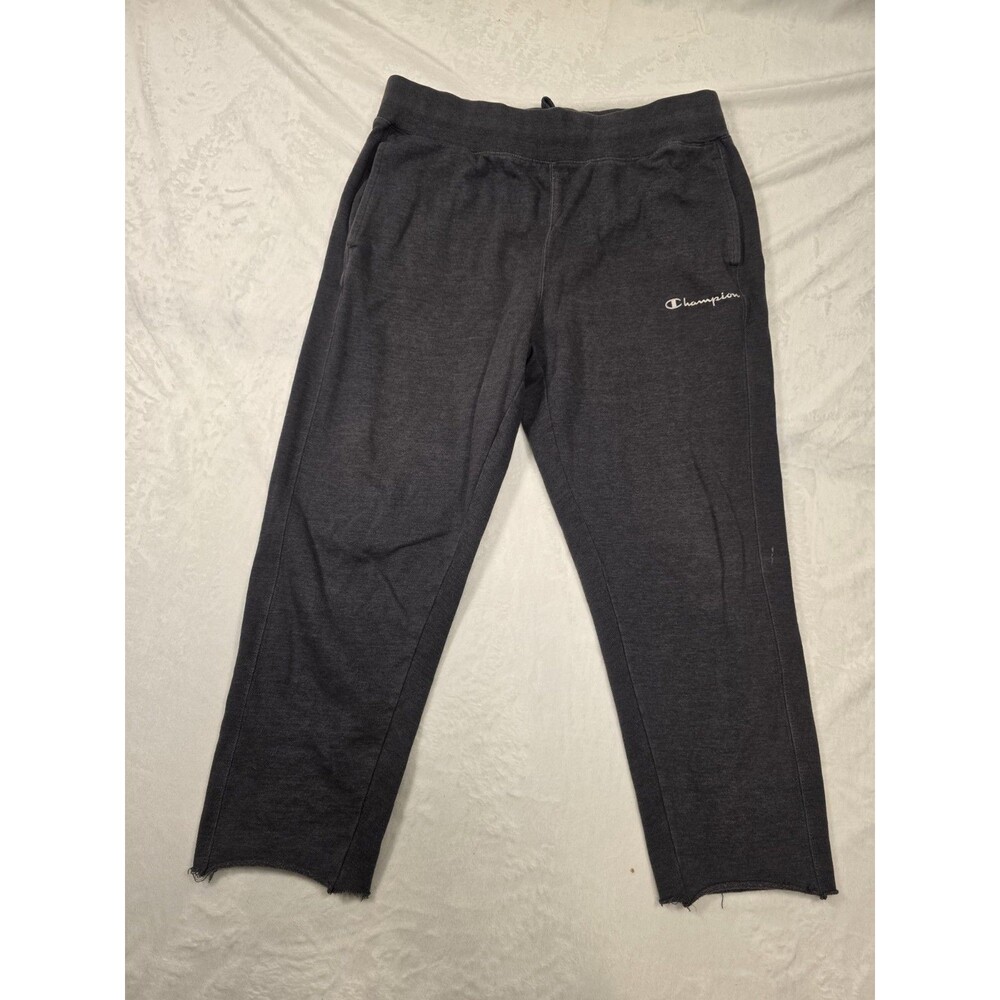 Champion Men's Dark Gray Sweatpants L Drawstring Pockets Tapered Leg